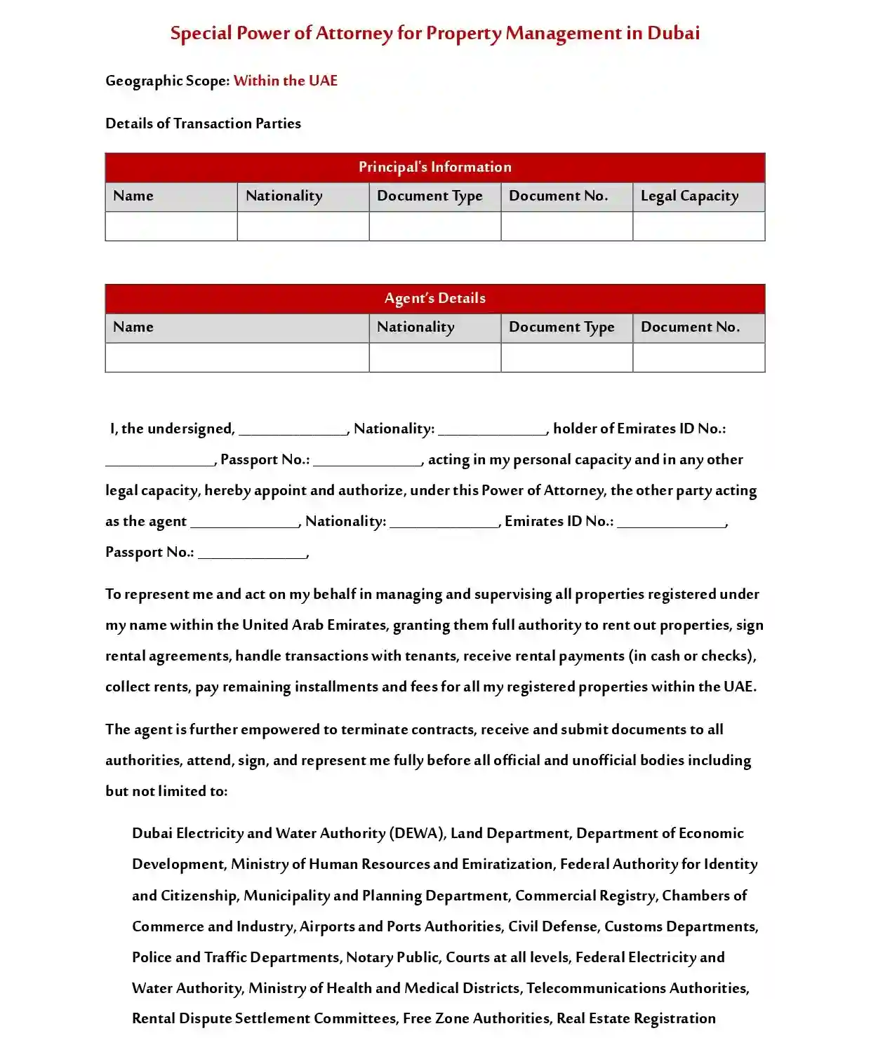 Power Of Attorney For Property Management in Dubai, UAE 3 Special Power of Attorney for Property Management in Dubai Sample