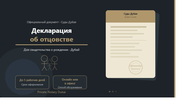 Декларация об отцовстве в Дубае — официальный нотариально заверенный документ Судов Дубая для регистрации свидетельства о рождении через Управление здравоохранения